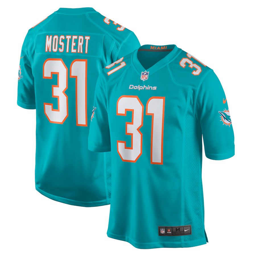 Men Miami Dolphins 31 Raheem Mostert Nike Aqua Game NFL Jersey